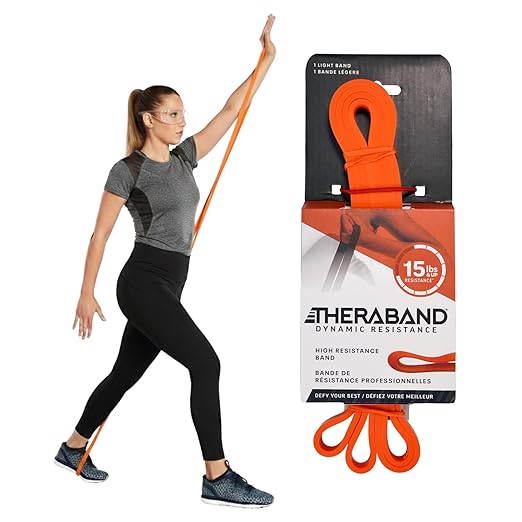 THERABAND High Resistance Band, Light Elastic Super Band for Full Body Workouts, Physical Therapy, Strength Training, Durable 41” Loop Exercise Band, 15 lb Resistance