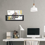 Deveosa Magazine Holder Wall Mounted - Black Minimalist Metal File Rack Hanging Brochure Storage Organizer Comic Display For Living Room Bathroom Waiting Room Home Office Decor (19.7 inch)