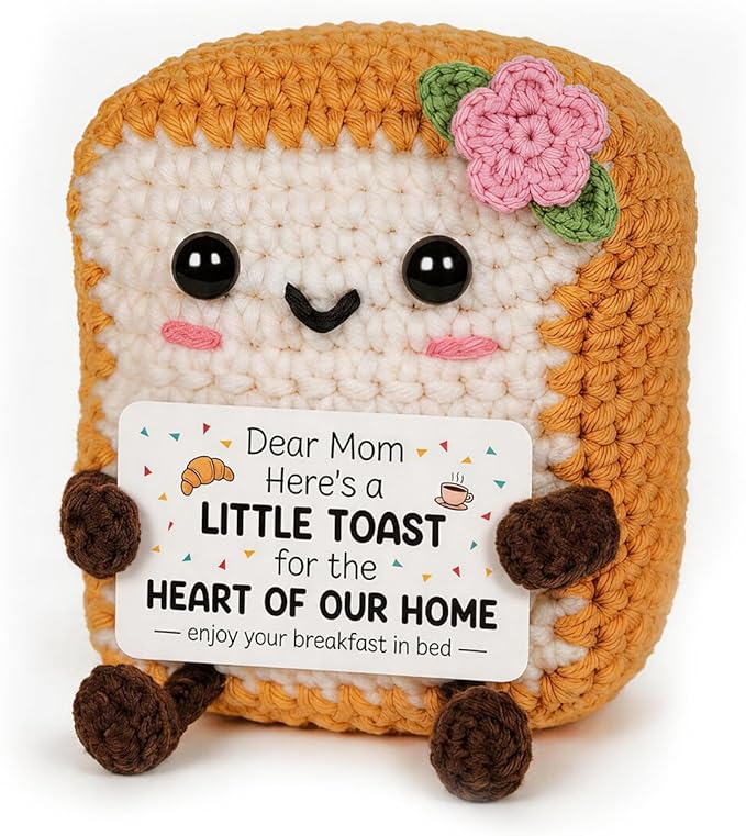 Cute Toast Doll Mother's Day Birthday Gifts for Moms,Mom Gifts from Daughter Son,3.4x2.8x2.2In Mother's Day Mom Toast Crochet Doll