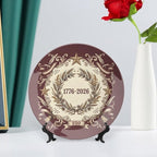 250th Anniversary Decorative Plates 8 Inch Vintage Patriotic Decorations Commemorative Plates with Stand Independence Day 4th of July Semiquincentennial Home & Office Decor