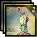 100% Solid Wood 13x13 Frame Set of 3, Black Square Picture Frame for 13 x 13 Picture Poster Photo, Light Weight 13by13 HQ Matte Black Frame for Wall - 3 Pack/Black/13 x13