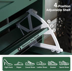 Shoe Storage Cabinet,Farmhouse Shoe Organizer with 4 Flip Drawers & Barn Door Design,Freestanding Hidden Slim Narrow Shoe Rack Cabinet for Entryway,Foyer,Hallway,Green