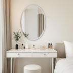 USHOWER Bathroom Mirror for Over Sink, 20x28 Inch Oval Frameless Mirror, Beveled and Polished, Decorative Wall Mirror for Bathroom, Bedroom, Vanity, Entryway, Modern and Elegant