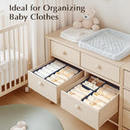 DIMJ Drawer Organizers Clothes, Set of 8 Dresser Organizer Bins, Fabric Closet Organizers and Storage, Shallow Drawer Dividers for Nursery, Clothing, Baby Clothes, Socks, Underwears, Tie (Navy Blue)