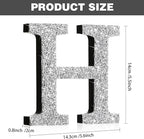 Qunclay 5.7" Silver Crystal Diamond Bling Letters Crushed Diamond Decoration Wooden Glitter Letter with Screw and Hooks Rhinestone Gift for Wedding Y2k Mcbling Bedroom Wall Decor (Letter H)