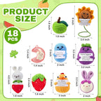 VioraWhite 18 Pcs Positive Crochet Animal Fruit Sunflower Emotional Dolls Bulk Encouragement Emotional Knitted Gifts with Positive Words for Friends Coworker Decorations for Home Office