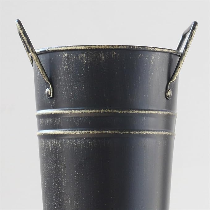 Umbrella Storage Bucket Metal Umbrella Stand Holder Decorative Vase Flowerpot Rack for Home Living Room Office Decor, approx.7.5x25.5cm/2.95x10.04in, White