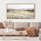 KAIRNE Landscape Canvas Wall Art,Boho Floral Prints Set of 1(20”X40”),Flower Garden Paintings,Wildflower Field Scene Wall Decor,Botanical Art for Living Room Bedroom Kitchen Farmhouse Decor,Framed