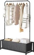 SUOERNUO Garment Rack for Hanging Clothes Rack Heavy Duty Portable with Bottom Metal Shelf Drying Coats Shirt,Black (Black Bag)