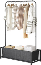 SUOERNUO Garment Rack for Hanging Clothes Rack Heavy Duty Portable with Bottom Metal Shelf Drying Coats Shirt,Black (Black Bag)