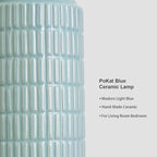 PoKat 23" Light Blue Table Lamps Set of 2, Modern Bedside Lamps for Bedroom, Coastal Ceramic End Table Lamps for Living Room, Ocean Nightstand New Home Decor Lamps