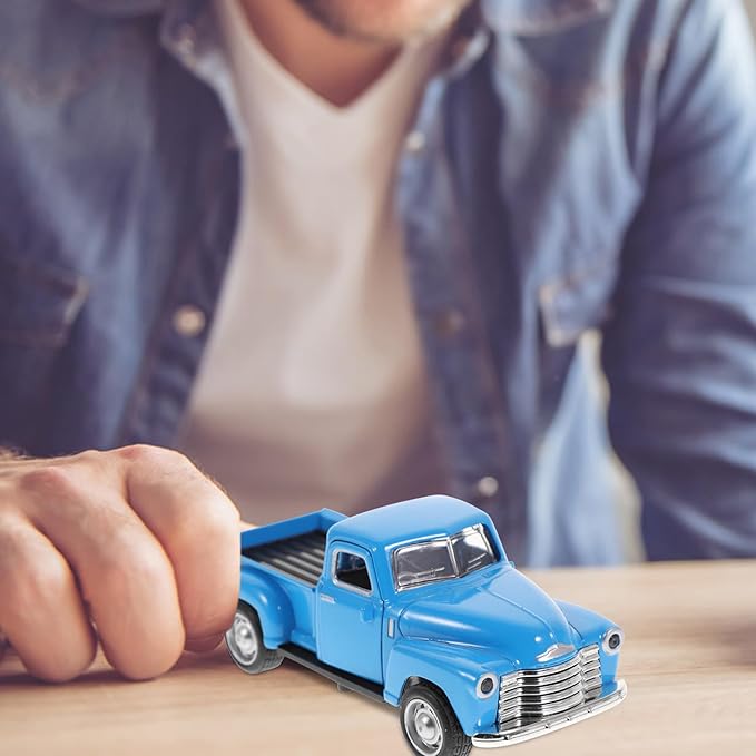 NUOBESTY Old Pickup Truck Figurine - Vintage Alloy Car Vehicle Toy Sky-Blue Retro Ornament for Christmas Table Centerpiece, New Year Birthday Decoration
