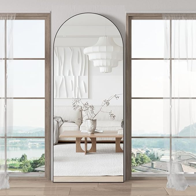 Full Length Mirror 71"x25" Arch Mirror Floor Mirror with Stand Wall Mirror Black Arched Full Body Mirror Standing Hanging or Leaning Against Wall Bedroom Mirrors for Entry, Living Room