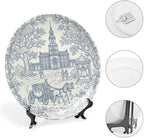 250th Anniversary Decorative Plates 10 Inch Patriotic Decorations Commemorative Plates with Stand Semiquincentennial 4th of July Veterans Day Home & Office Colonial Toile Design