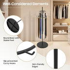 Floor Standing Belt Display, 66 Inch Tie Rack Belt Display Shelf with 31 Hooks, Adjustable Feet Belt Display Stand for Clothing Stores, Retail Stores (Black)