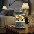 Elegant Blue Carousel Music Box,Handcrafted Rotating Horses & Floral Details Musical Figurine, for Birthdays,Christmas,Valentine's Day,Birthday,Home Décor,Plays You are My Sunshine Tune
