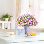 Artificial Flowers for Outdoor Spring Summer Decoration, 10 Bundles Fake Plastic Flower Plant, Faux Colorful Silk Morning Glory Eucalyptus for Outside Garden Porch Front Door Decor, Pink