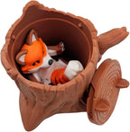 Articulating Animals Raccoon, Fox, Panda, Skunk, Possum with Containers - 3D Printed Articulated Joints ADHD, Autism, Relief Anxiety, Collectible Figurines (Fox Tree Stump)