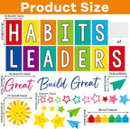 party greeting Growth Mindset Bulletin Board Decorations Great Habits Build Great Leaders Paper Cutouts Colorful Back to School Bulletin Board Set for Kindergarten Preschool Decor