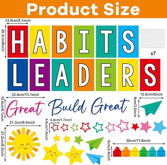 party greeting Growth Mindset Bulletin Board Decorations Great Habits Build Great Leaders Paper Cutouts Colorful Back to School Bulletin Board Set for Kindergarten Preschool Decor