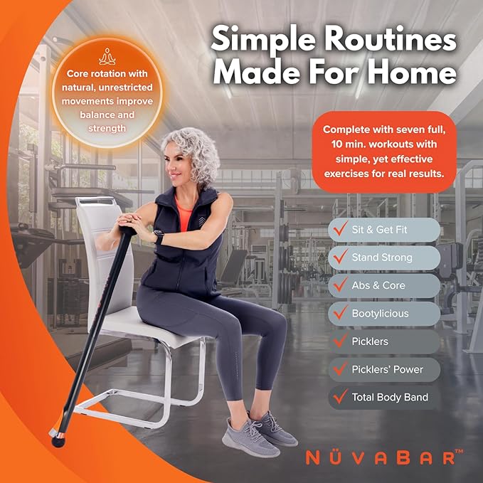 NüvaBar Portable Resistance Band Bar System – Full Body Workout Equipment for Home, Gym, Travel
