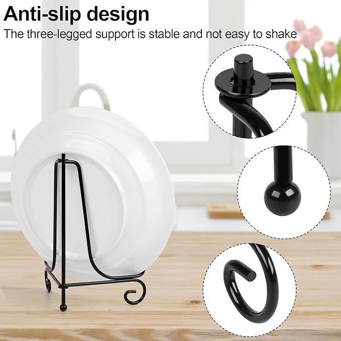 Vivinin 6 Pack Plate Stands for Display, Holder for 4 Inch Pictures, Metal Frame Stand and Artwork Display
