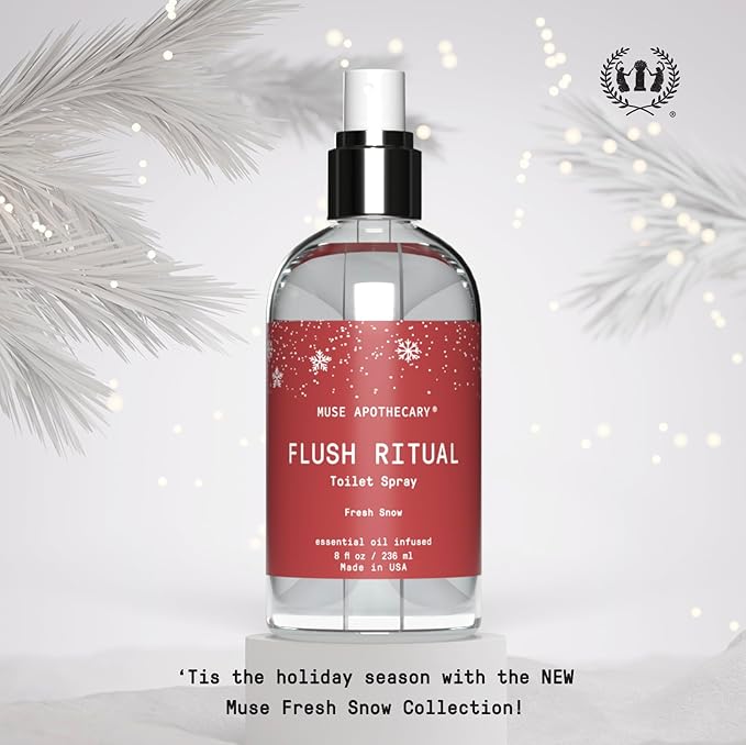 Muse Apothecary Flush Ritual - Aromatic & Refreshing Toilet Spray, Use Before You Go, 8 oz, Infused with Natural Essential Oils - Fresh Snow