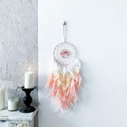 Dream Catcher, Handmade Dreamcatcher with Healing Crystal Stone, Tree of Life Dream Catchers Hanging Ornament for Home Bedroom Birthday Party, Perfect Craft Gift for Kids… (Pink)