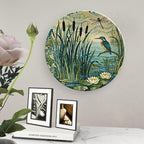 Custom Gifts Ceramic Decorative Plate, William Morris Forest Plants, Birds And Lotus Flowers Hand-Painted Ceramic Decorative Plates Household Unique Art with Stand, Modern Decor for Farmhouse Office