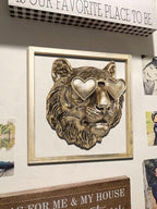 Newinhome Animal Heads Wall Decor (Includes Metal Frame) Resin Animals Sculptures Head Wall Hanging Decoration Gold vintage Wall Sculpture for Living Room Bedroom Office(Tiger)