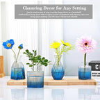 Mapoxy Glass Bud Vases Set of 4,Small Deep Blue Flower Vases for Wedding Centerpiece Table Decorations,Clear Vintage Embossed Mini Vases,Flower Arrangements in Vases for Party or Home Decor