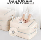 Comforter Storage Bag - 110L Large Capacity Blanket Storage Bags 2-Layer Ultra Space Saving Self Compression Organizer, Washable Compression Bags for Storage Comforter Blanket, 4-Pack, Beige