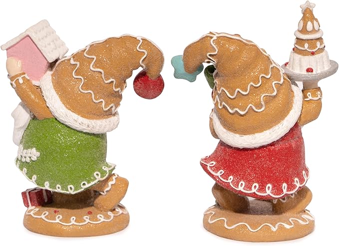 Hodao 2PCS Christmas Gingerbread Man Gnome Decorations - Handmade Swedish Tomte Figurines for Home Decor New Year Gifts (2pcs Brown)