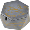FREELOVE Concrete Ashtray with Lid & Stainless Steel Ashtrays for Cigarettes, Cement Ash Tray Smoking Holder Indoor Smokeless Outdoor Windproof Patio Home Office Cool Decor(Grey-Gold, Small)