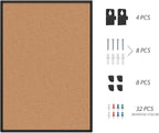 2-Pack Cork Board Bulletin Board 24 x 36, Black Aluminium Framed 2 x 3 Corkboard, Office Board for Wall Cork, Large Wall Mounted Notice Pin Board with 32 Push Pins for School, Home & Office