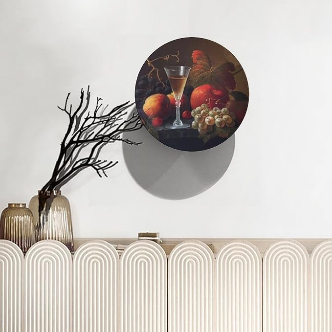 Wine Decorative Plate Stand, 6 Inch, Fruits and Wine Round Display Plate, Hanging Decorative Plate with Display Stand, for Home Kitchen Bedroom Decorative Ornaments