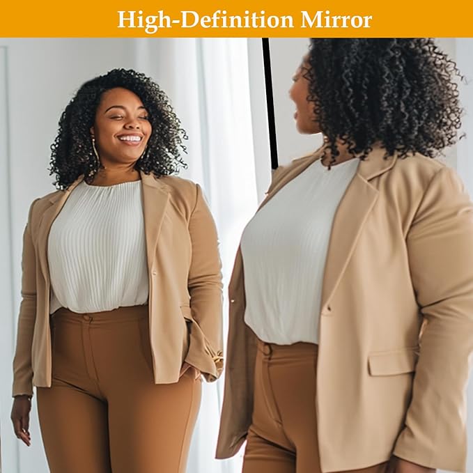 Dewfig Arched Full Length Mirror, 71"x30" Large Floor Mirror, Full Body Mirrors for Leaning or Hanging, Standing Mirrors for Bedroom, Living Room,Dressing Room, Aluminum Alloy Frame, Black