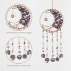 Purple Gemstone Dream Catcher 7 Chakras Tree of Life Moon Dream Catchers with Healing Crystal Stones Handmade Suncatcher Dreamcatcher Wall Decor for Adults Living Room,Bedroom,Garden,Bless Gift