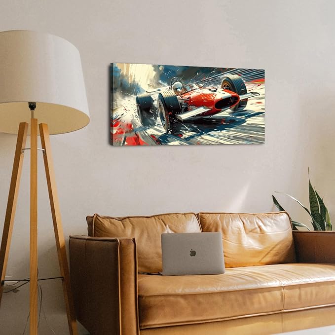 Large Abstract Car Posters F1 Wall Art Vintage Formula 1 Racing Canvas Prints for Boys Room Wall Decor Retro Racin Cars Painting Artwork for Living Room Bedroom Office Man Cave Home Decoration 20x40"