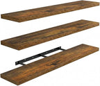 AMADA HOMEFURNISHING 35.4" L Floating Shelves, Wall Shelves Set of 3 for Bathroom/Living Room/Bedroom/Kitchen, Floating Shelves for Wall Decor with Invisible Brackets - AMFS45V