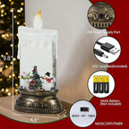 Wondise Rechargeable Musical Snowman Snow Globe Lantern with 6H Timer, Battery Operated USB Powered Lighted Snow Globe Lamp Spinning Water Swirling Glitters Holiday Decor