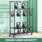 Clothes Rack with Double Rod for Hanging, Heavy Duty Clothing Rack Load 350 LBS with Lockable Wheel, Free Standing Garment Rack with 2 Shelves and Side Hooks for Home Commercial (Black)