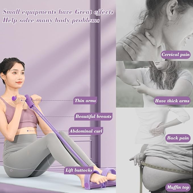 6-Tube Pedal Puller Resistance Rope,Foot Pedal Resistance Band,Yoga Elastic Exercise Bands, for Women Jump Fitness, Abdomen/Arm Weight/Waist/Leg Stretching Slimming Training