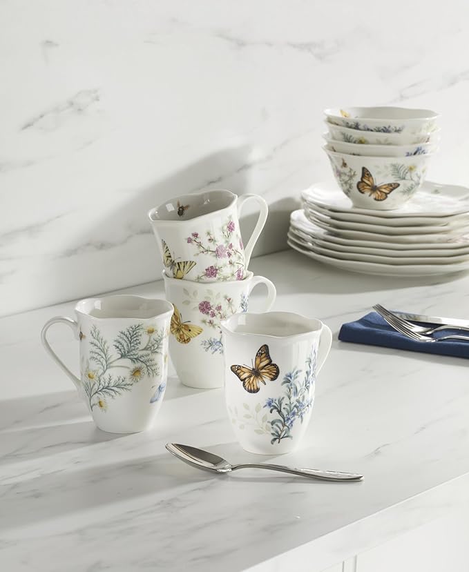 Lenox 897911 Butterfly Meadow Herbs Mugs, Set Of 4