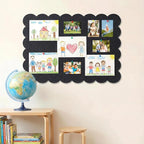 Foldable Decorative Scalloped Felt Bulletin Board 24 * 16 Inches for Wall, Alternative Photo Board Self-Adhesive Vision Board Decorative Pin Board for Wall (Black)