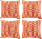 Fancy Homi 4 Packs Decorative Throw Pillow Covers for Living Room Couch Bed, Modern Farmhouse Boho Home Décor Accent Cushion Case, 26" x 26", Coral