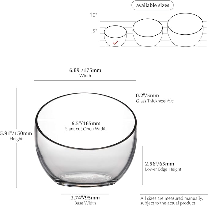 WGVI Clear Slant Cut Bowl Glass Vase, Glass Terrarium, Candy Dish, Glassware, Slant Open: 7". Height: 6" x 2.7". Base: 4" (1 Piece)