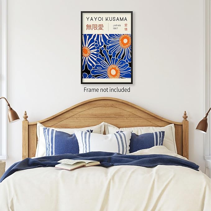 Yayoi Kusama Print Vintage Japanese Wall Art Abstract Yayoi Kusama Poster Minimalist Painting Art Exhibition Suitable for Japanese Bedroom,Living Room Office Decor 20x30in Unframed