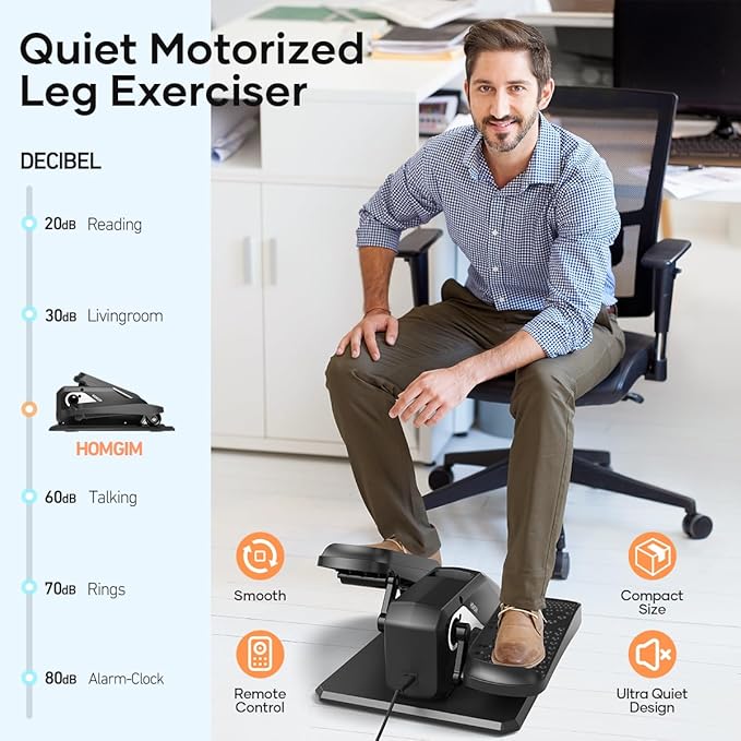 HOMGIM Under Desk Elliptical Machine - Quiet Motorized Leg Exerciser with Smart Remote, 12-Speed Manual Programs Auto/3 Auto Programs LCD Display & Bidirectional Motion for Home/Office