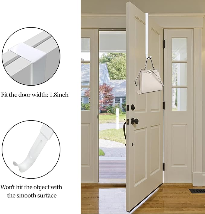 ZMCINER Wreath Hanger for Front Door, Adjustable 15-25 Inch, White Metal, Holds 20 lbs, Christmas & Fall Wreaths, Decorations Hook